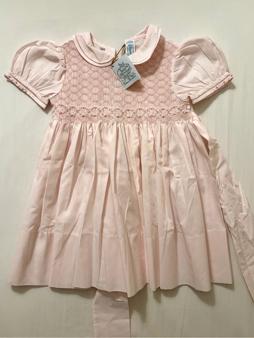 Classic Pink Smocked Feltman Brothers Dress